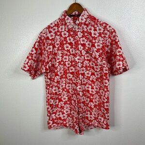 Drover‎ Cowboy Threads Red Hibiscus Button Down Shirt Size Medium
